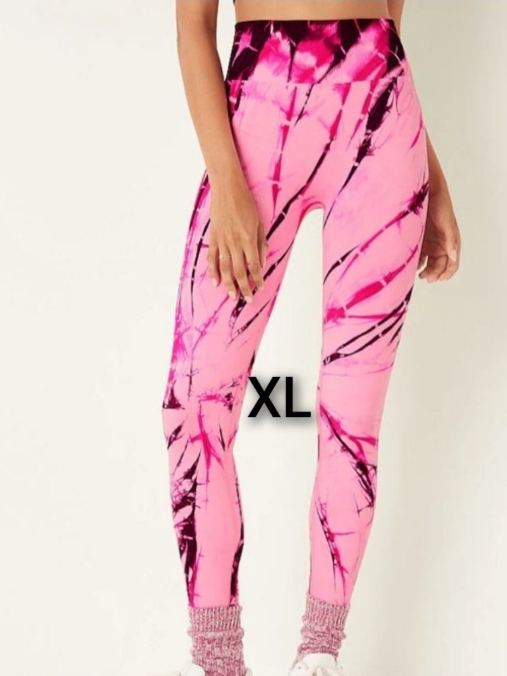 SZ XL VS PINK TIE DYE SEAMLESS LEGGINGS.